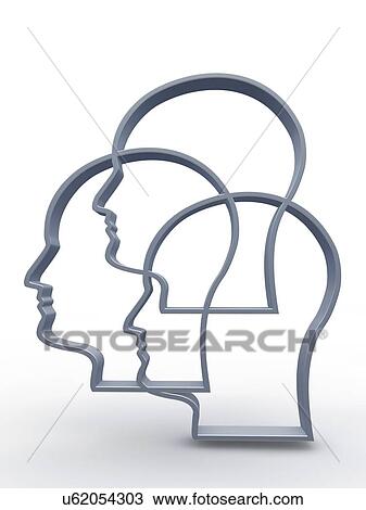 Head profiles, artwork View Large Illustration Drawing - Head profiles, artwork. Fotosearch