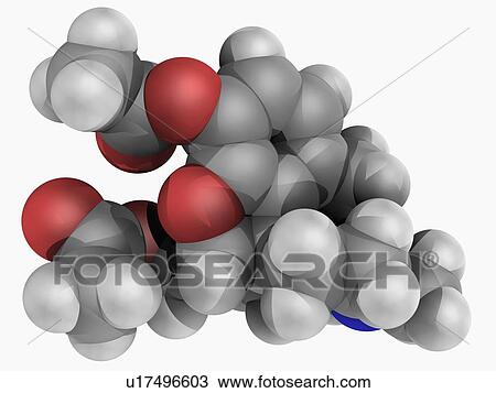 Drawing - Heroin drug molecule. Fotosearch