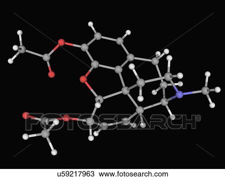 Heroin drug molecule View Large Illustration Drawing - Heroin drug molecule. Fotosearch