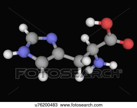 Drawing - Histidine molecule. Fotosearch