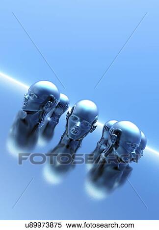 Stock Illustration - Human cloning, conceptual artwork. Fotosearch