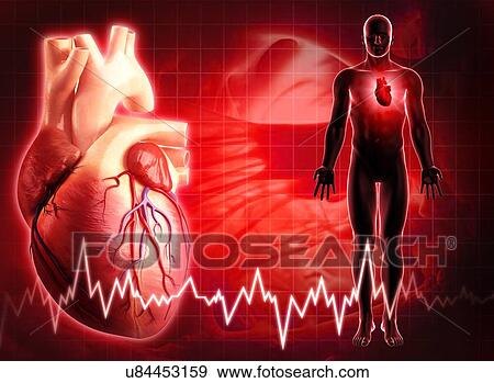 Stock Illustration - Human heart, artwork. Fotosearch