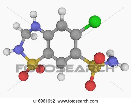 Drawing - Hydrochlorothiazide drug molecule. Fotosearch