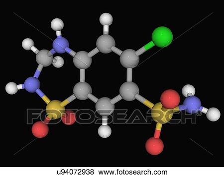 Stock Illustration - Hydrochlorothiazide drug molecule. Fotosearch