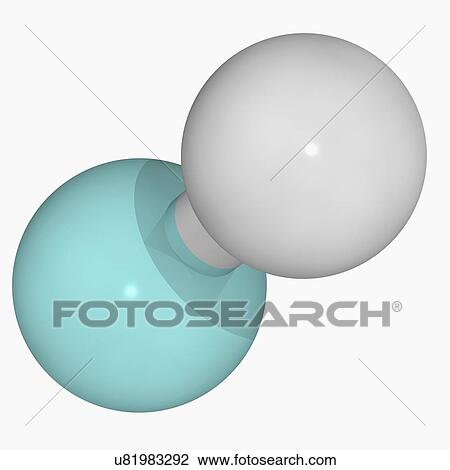Drawing - Hydrofluoric acid molecule. Fotosearch