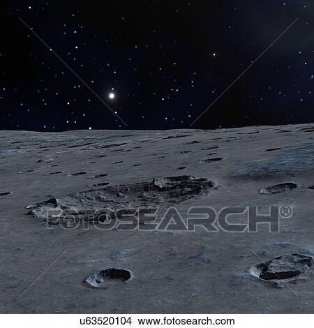 Impact crater on alien moon, artwork View Large Illustration Stock Illustration - Impact crater on alien moon, artwork. Fotosearch