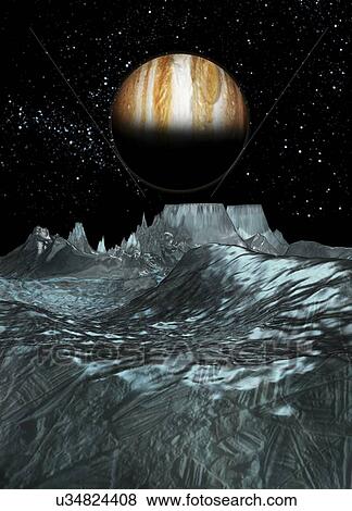Stock Illustration - Jupiter from Europa, artwork. Fotosearch