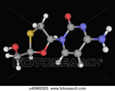 Stock Illustration - Lamivudine drug molecule. Fotosearch