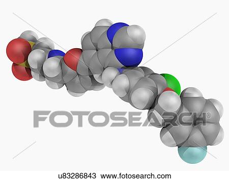 Drawing - Lapatinib drug molecule. Fotosearch
