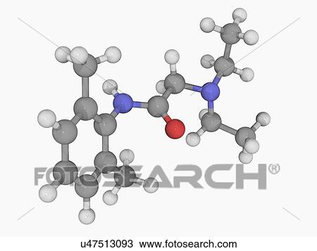 Lidocaine drug molecule View Large Illustration Drawing - Lidocaine drug molecule. Fotosearch