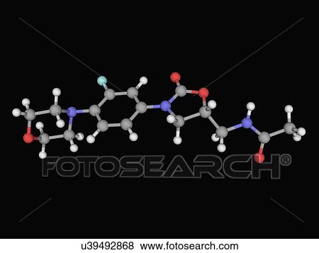 Stock Illustration - Linezolid drug molecule. Fotosearch
