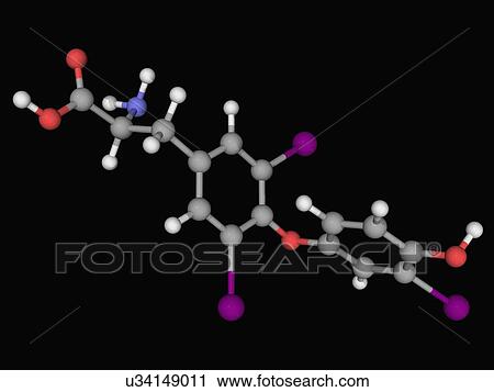 Clip Art - Liothyronine hormone molecule. Fotosearch