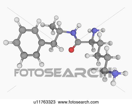 Drawing - Lisdexamfetamine drug molecule. Fotosearch