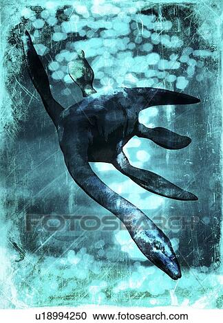 Clipart - Loch Ness monster, artwork. Fotosearch