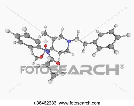 Drawing - Lofentanil drug molecule. Fotosearch