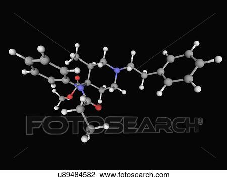 Drawing - Lofentanil drug molecule. Fotosearch