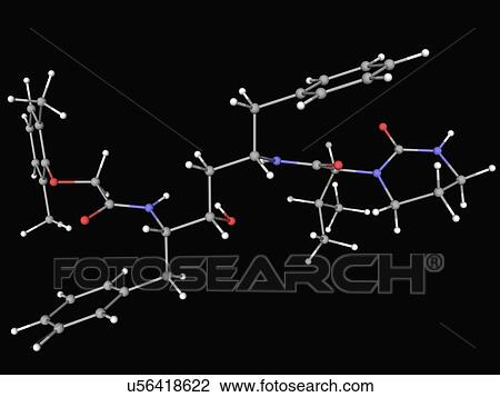 Drawing - Lopinavir drug molecule. Fotosearch