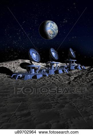 Stock Illustration - Lunar satellite array, artwork. Fotosearch