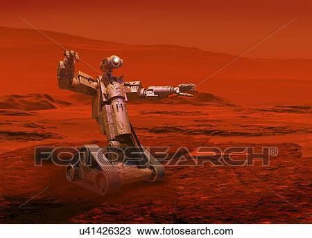 Mars exploration, conceptual artwork View Large Illustration Drawing - Mars exploration, conceptual artwork. Fotosearch