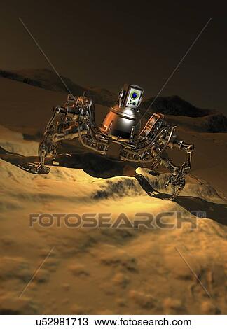 Drawing - Mars exploration, conceptual artwork. Fotosearch