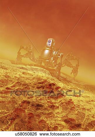 Stock Illustration - Mars exploration, conceptual artwork. Fotosearch