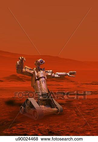 Stock Illustration - Mars exploration, conceptual artwork. Fotosearch