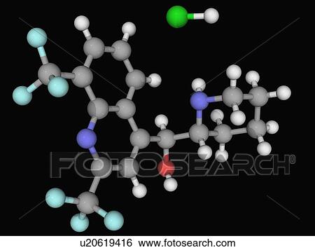 Stock Illustration - Mefloquine hydrochloride drug molecule. Fotosearch