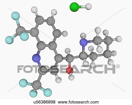Stock Illustration - Mefloquine hydrochloride drug molecule. Fotosearch