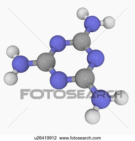 Drawing - Melamine molecule. Fotosearch
