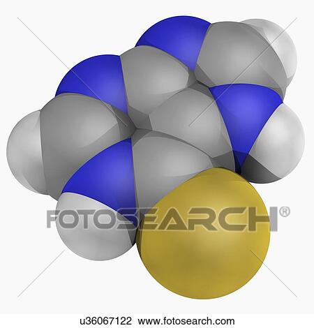 Mercaptopurine drug molecule View Large Illustration Drawing - Mercaptopurine drug molecule. Fotosearch