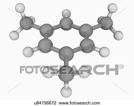 Mesitylene molecule View Large Illustration Drawing - Mesitylene molecule. Fotosearch