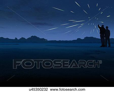 Meteor Shower View Large Illustration Drawing - Meteor Shower. Fotosearch