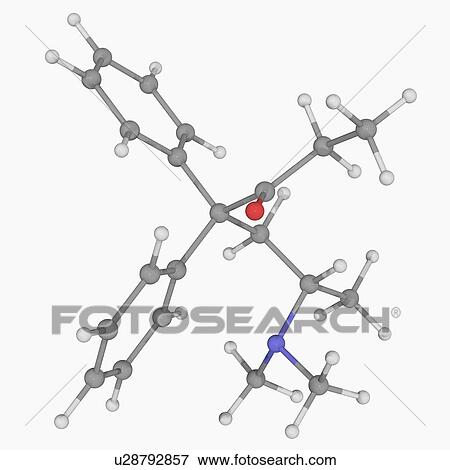 Stock Illustration - Methadone drug molecule. Fotosearch