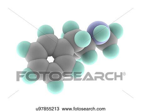 Drawing - Methamphetamine drug molecule. Fotosearch
