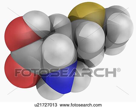 Drawing - Methionine molecule. Fotosearch