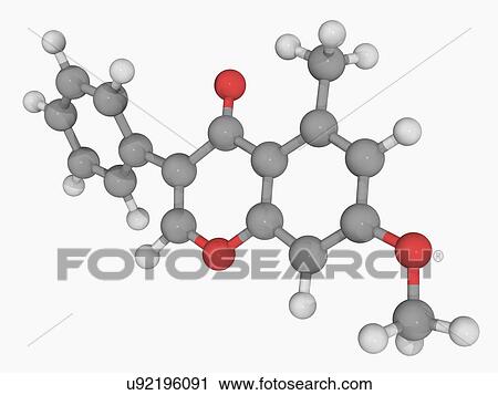 Clip Art - Methoxyisoflavone molecule. Fotosearch