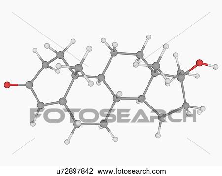 Drawing - Methyltestosterone drug molecule. Fotosearch
