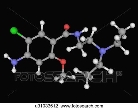 Metoclopramide drug molecule View Large Illustration Drawing - Metoclopramide drug molecule. Fotosearch