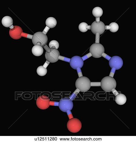 Clipart - Metronidazole drug molecule. Fotosearch