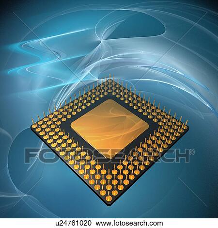 Microprocessor chip, artwork View Large Illustration Clipart - Microprocessor chip, artwork. Fotosearch