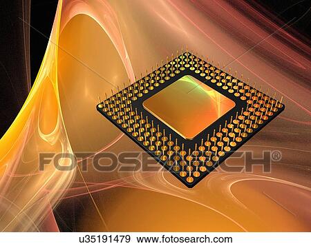 Microprocessor chip, artwork View Large Illustration Stock Illustration - Microprocessor chip, artwork. Fotosearch