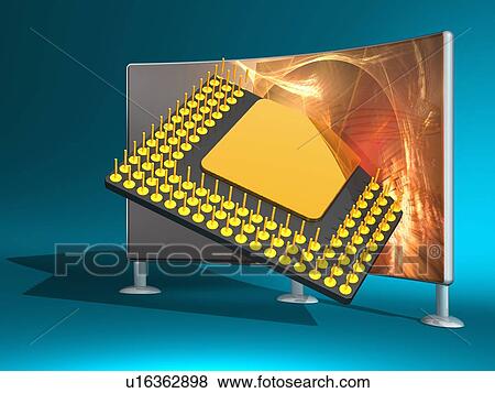 Stock Illustration - Microprocessor research, artwork. Fotosearch