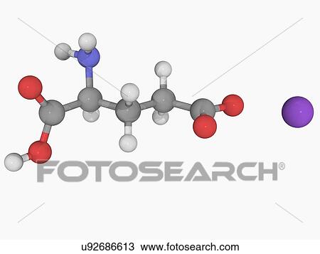 Drawing - Monosodium glutamate molecule. Fotosearch