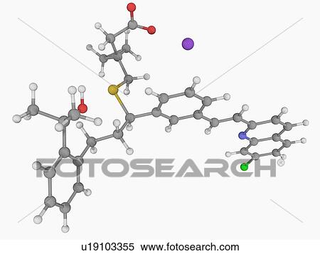 Stock Illustration - Montelukast sodium drug molecule. Fotosearch