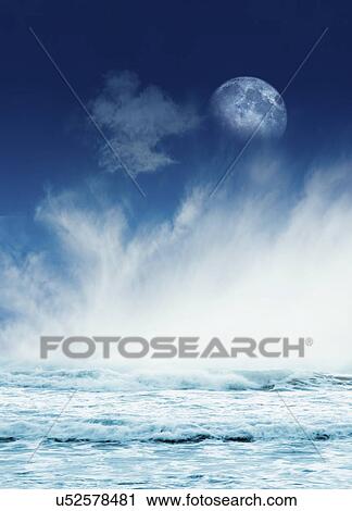 Moon and the tides, artwork View Large Illustration Clip Art - Moon and the tides, artwork. Fotosearch