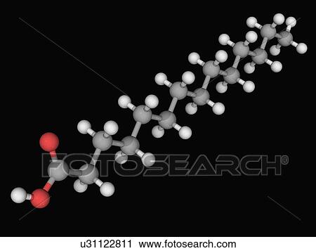 Clip Art - Myristic acid molecule. Fotosearch
