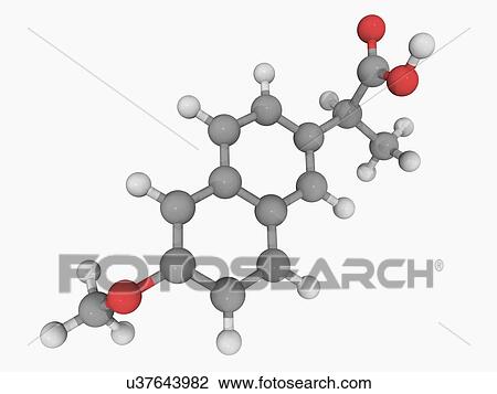 Naproxen drug molecule View Large Illustration Drawing - Naproxen drug molecule. Fotosearch