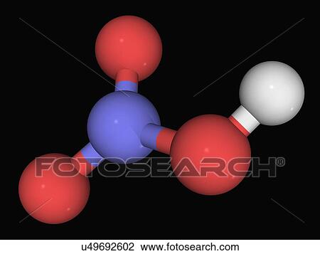 Drawing - Nitric acid molecule. Fotosearch