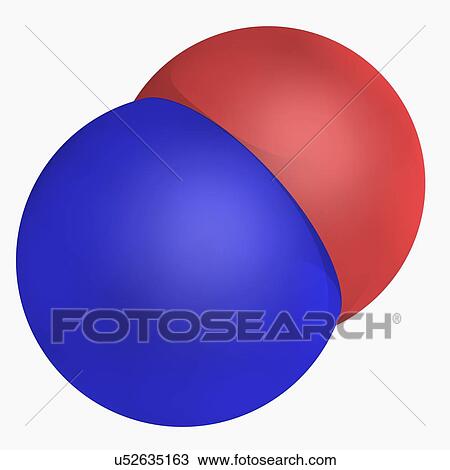 Nitrogen monoxide molecule View Large Illustration Drawing - Nitrogen monoxide molecule. Fotosearch