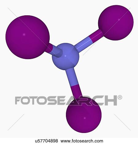 Stock Illustration - Nitrogen triiodide molecule. Fotosearch